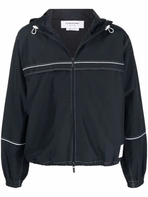 Thom Browne contrast-stitch hooded track jacket