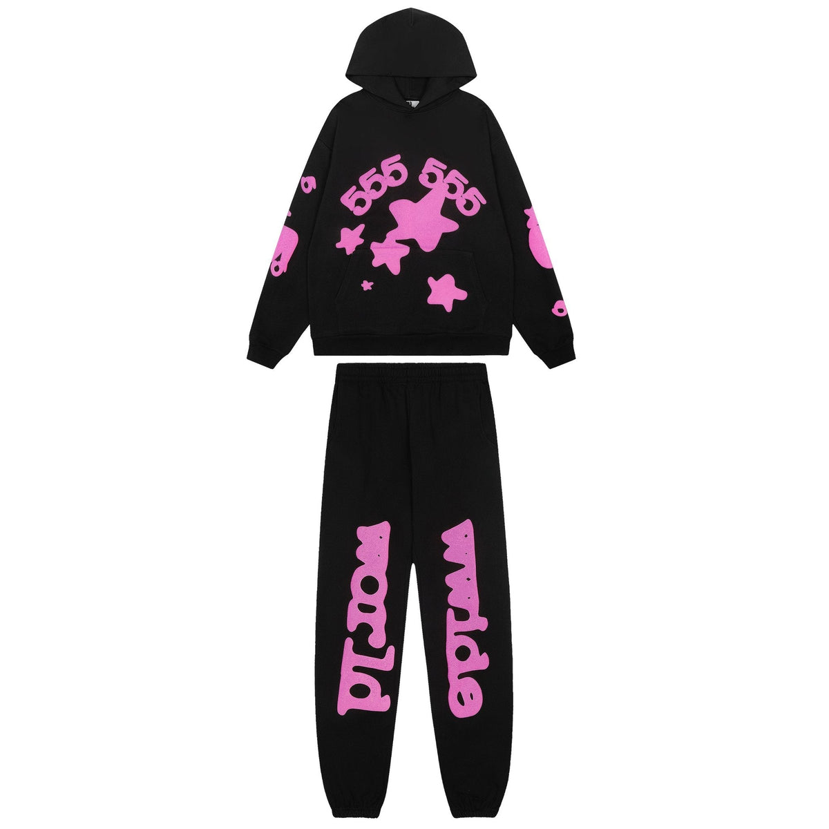 Sp5der Pink Star Graphic Matching Set - Black