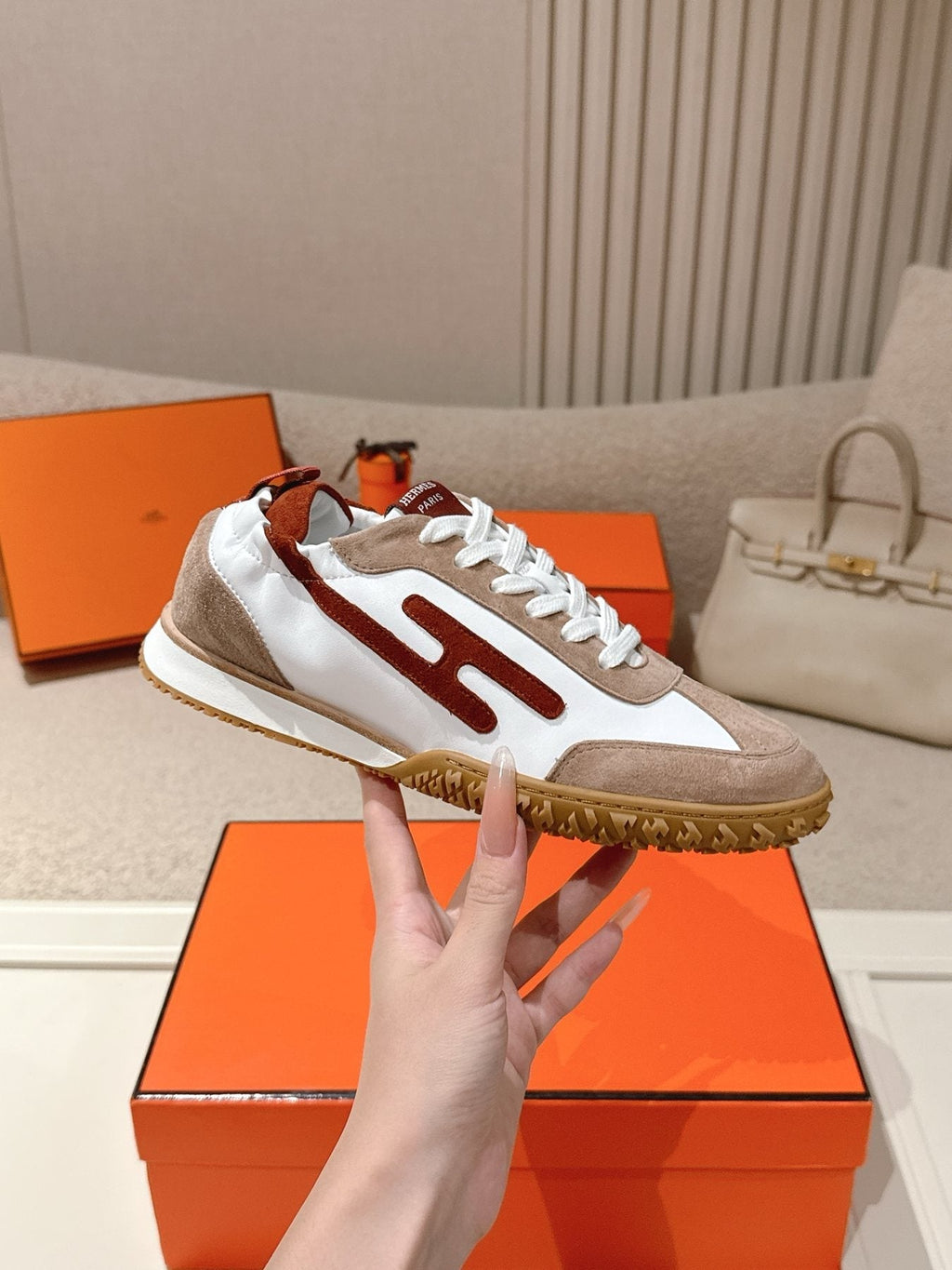 Hermès Brown H-Detail Sneakers