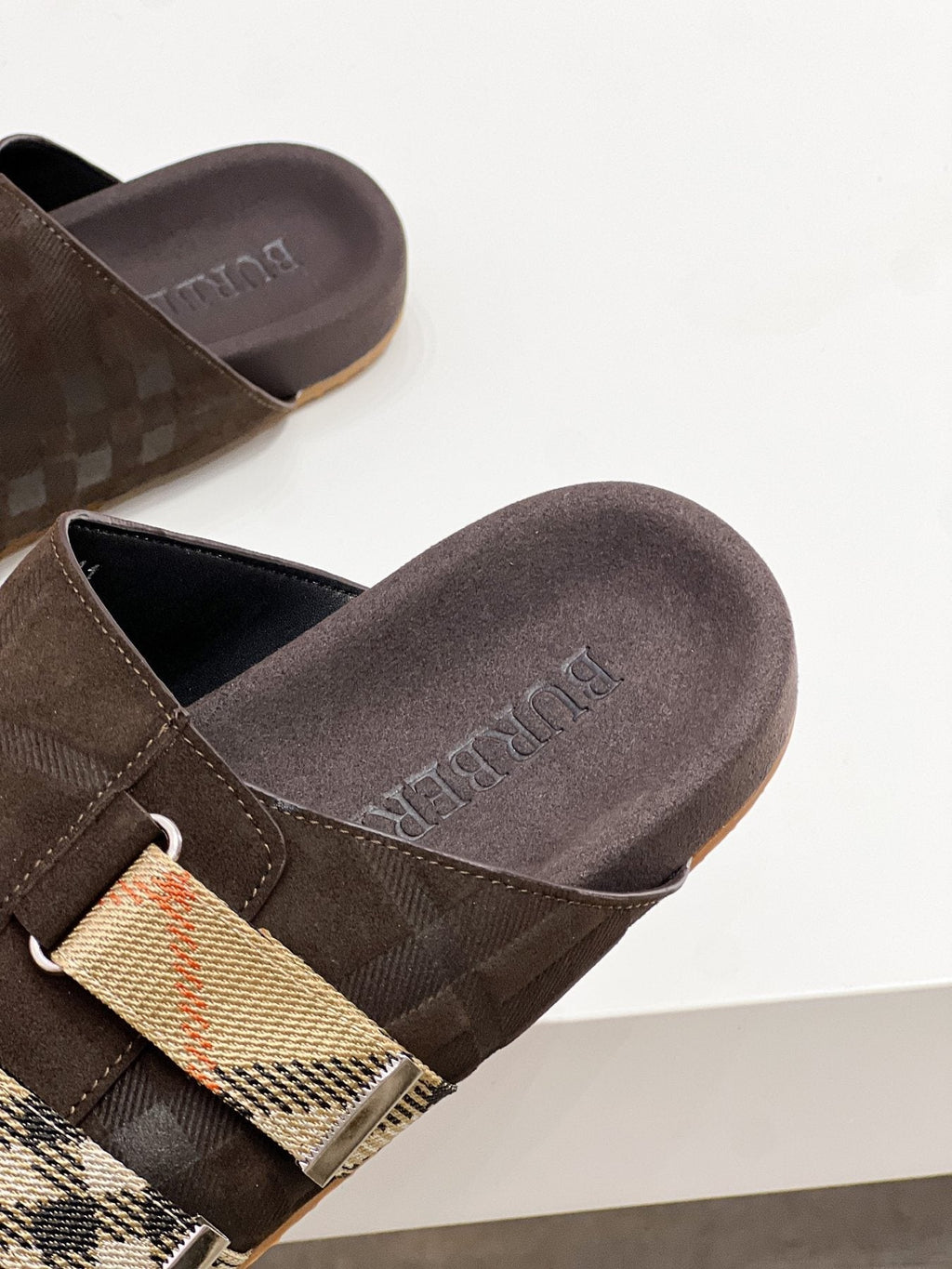 Burberry Men's Check Buckle Slide Sandals