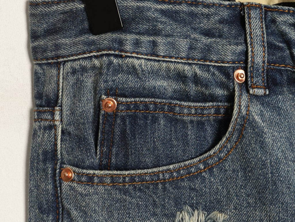 Gucci Distressed Washed-Look Jeans - Dark Gray